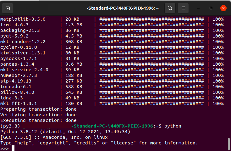 Opening a Python terminal