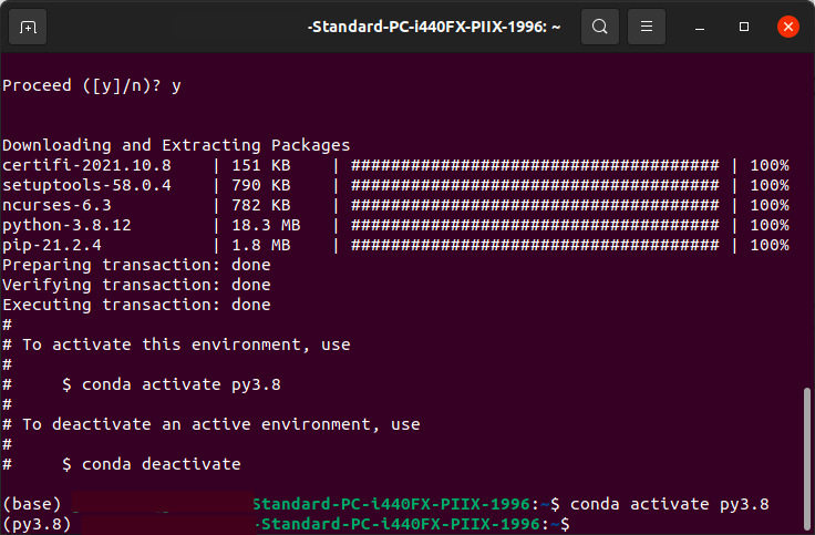 Linux Anaconda Prompt shell, creating a virtual environment