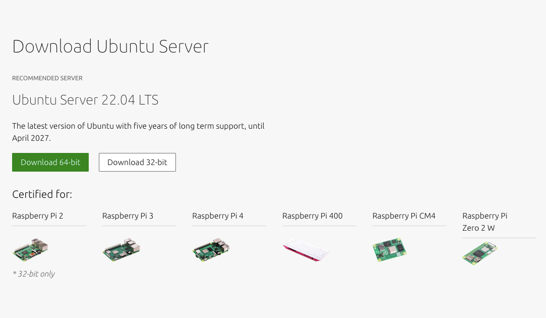 Ubuntu Server download page